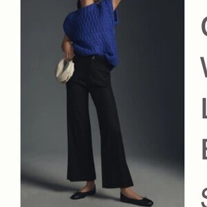 Anthropologie Colette cropped wide leg black linen